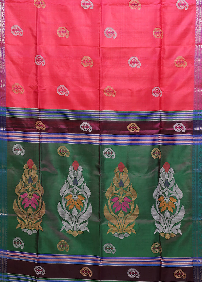 Multicolor kalakshetra Pure Silk Saree With Blouse Piece