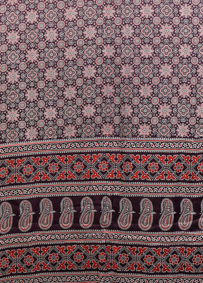 Purple Printed Silk Saree Without Blouse Piece