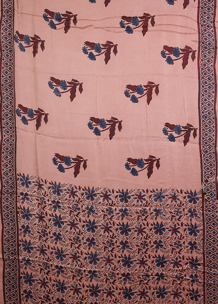 Pink Printed Pure Silk Saree Without Blouse Piece