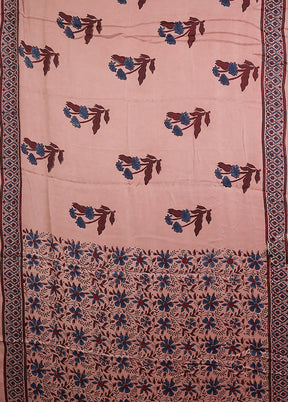 Pink Printed Pure Silk Saree Without Blouse Piece