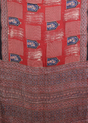 Maroon Printed Pure Silk Saree Without Blouse Piece