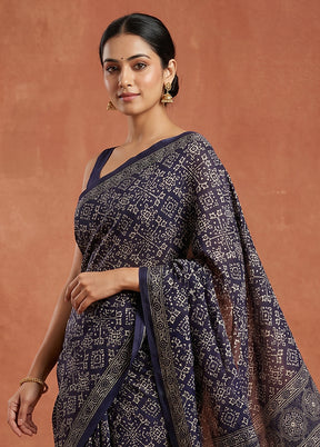 Black Printed Pure Silk Saree Without Blouse Piece