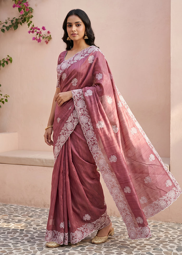 Purple Tussar Silk Saree With Blouse Piece