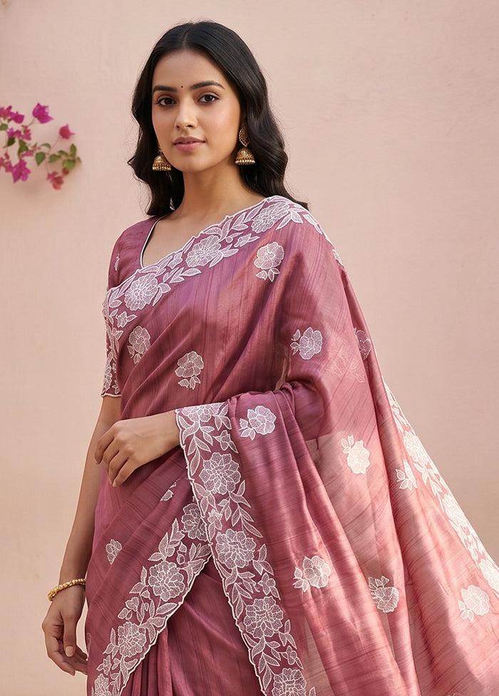 Purple Tussar Silk Saree With Blouse Piece