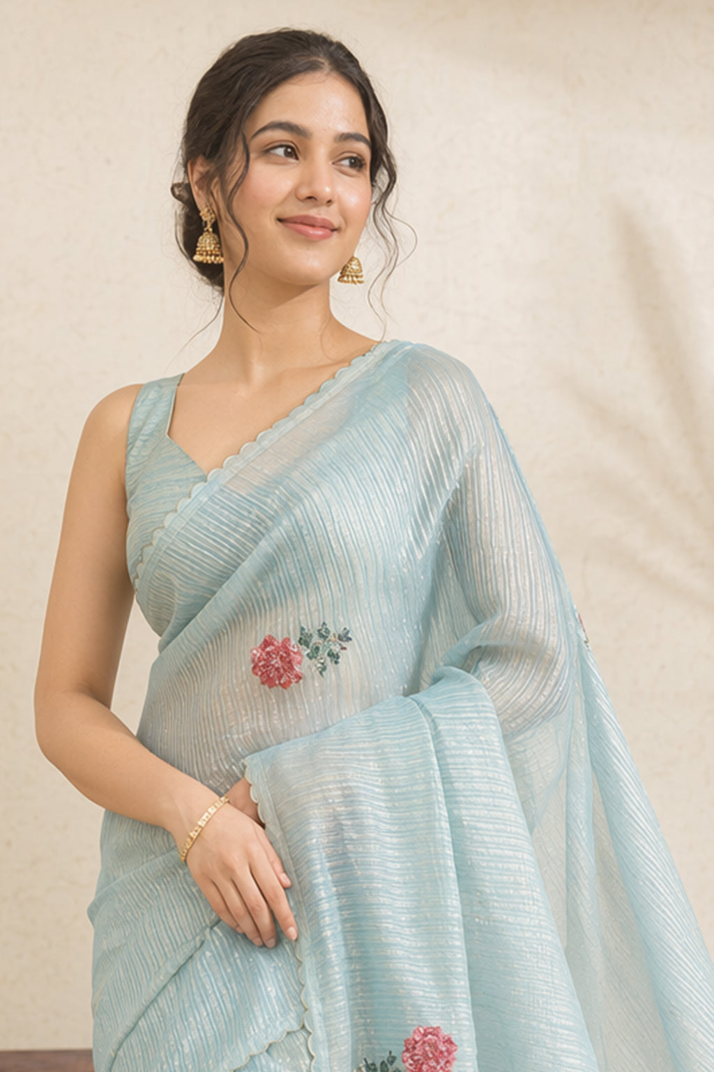 Green Handloom Tissue Pure Silk Saree With Blouse Piece