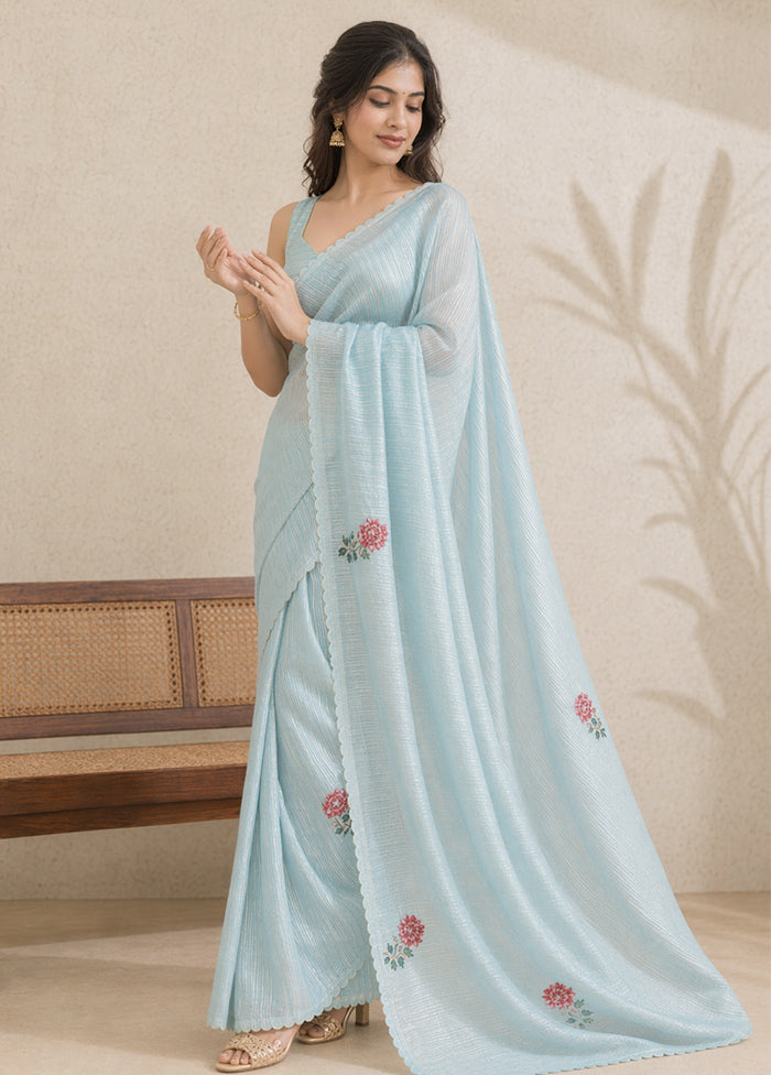 Green Handloom Tissue Pure Silk Saree With Blouse Piece