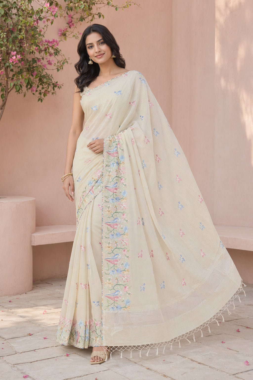 Yellow Pure Cotton Saree With Blouse Piece