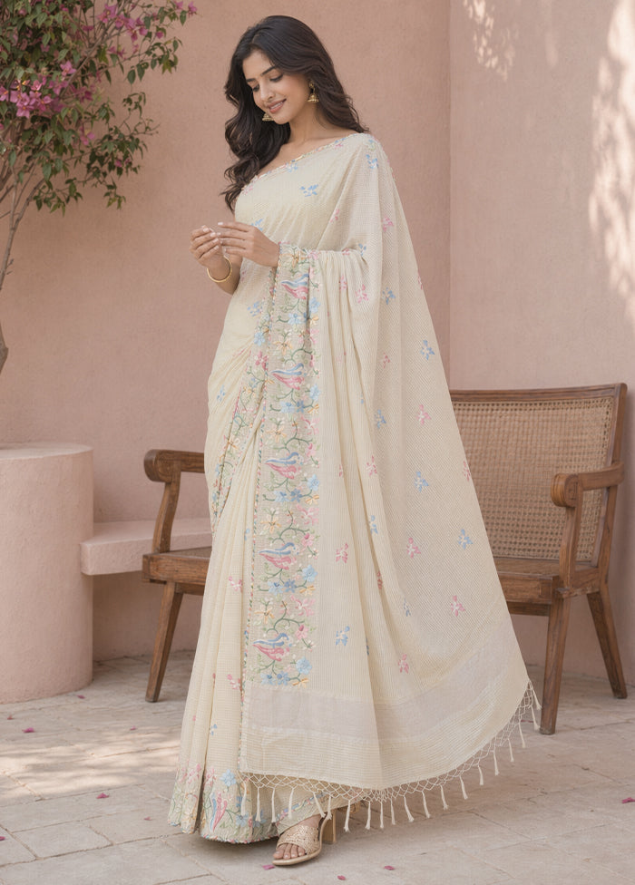 Yellow Pure Cotton Saree With Blouse Piece