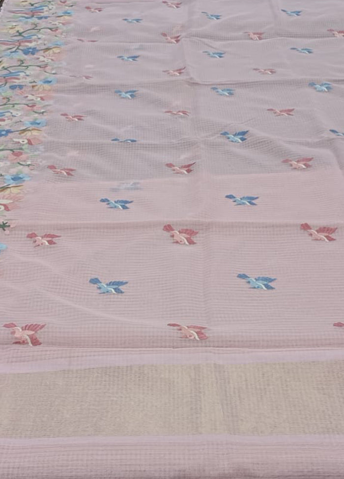 Pink Pure Cotton Saree With Blouse Piece