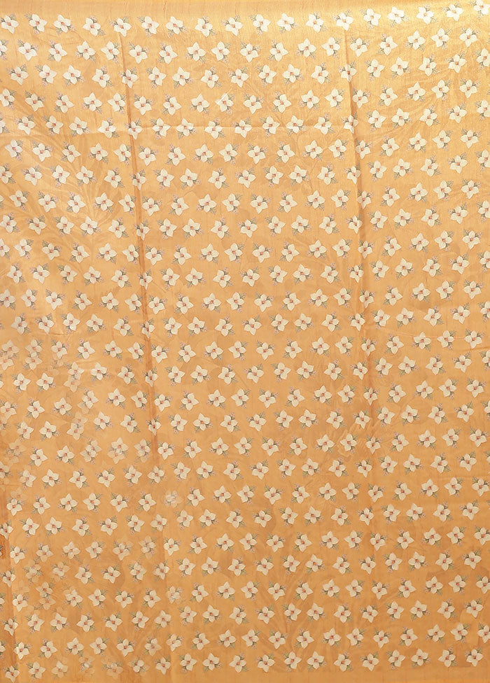 Yellow Linen Silk Saree With Blouse Piece