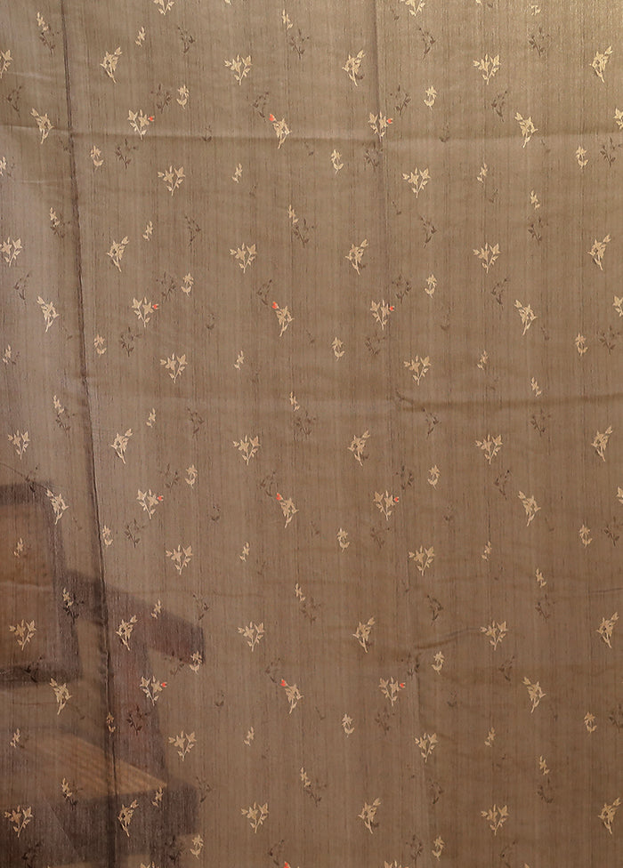 Grey Linen Silk Saree With Blouse Piece