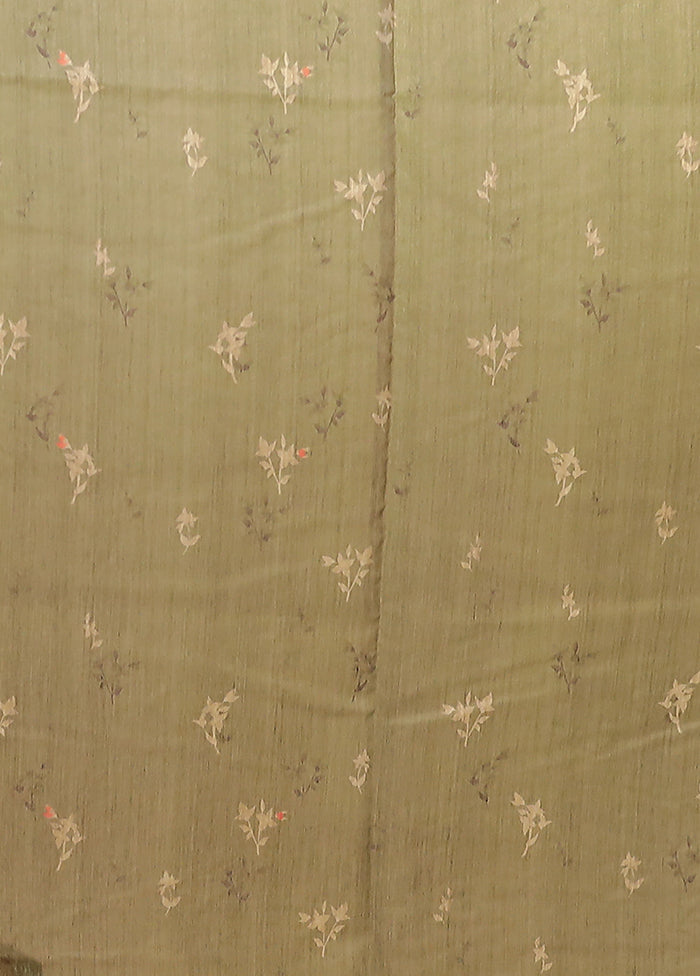 Green Linen Silk Saree With Blouse Piece