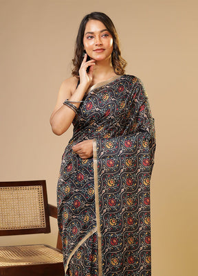 Blue Tussar Silk Saree With Blouse Piece