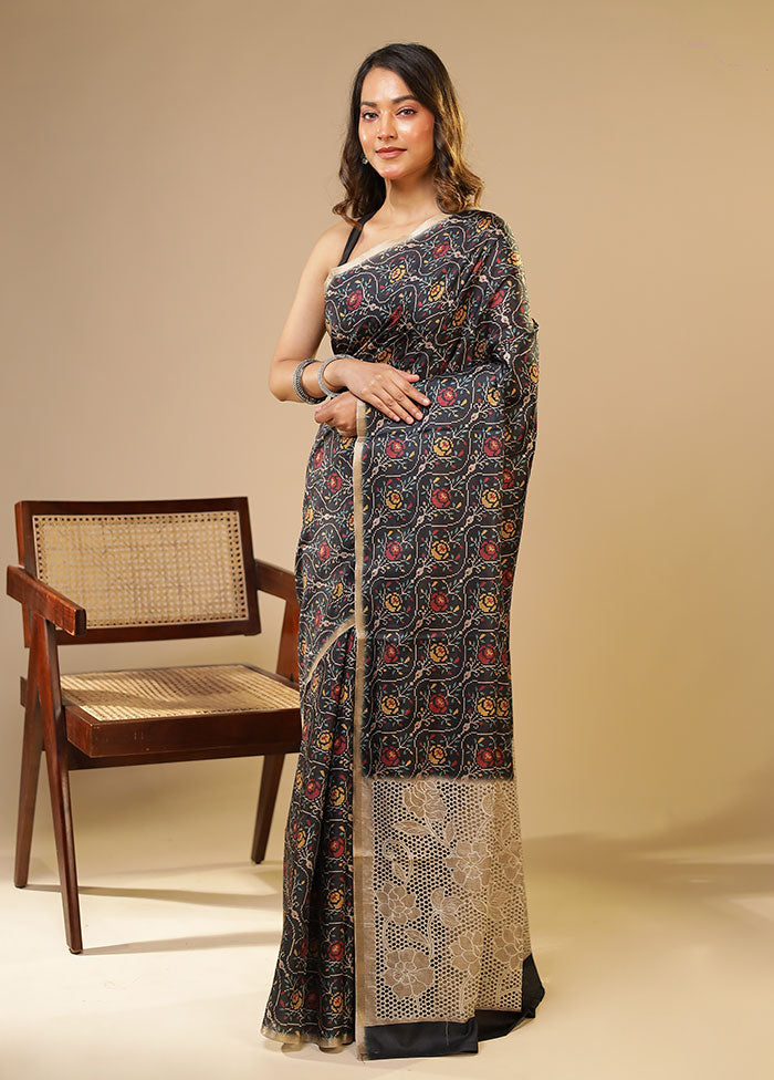 Blue Tussar Silk Saree With Blouse Piece