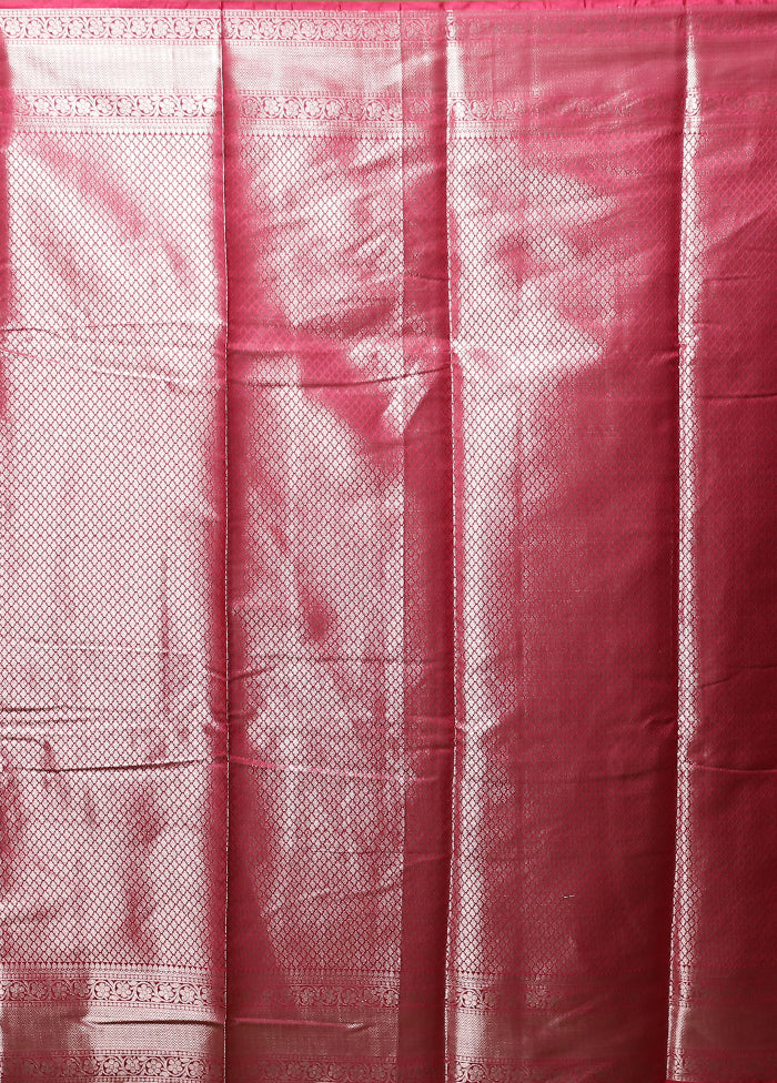 Pink Dupion Silk Saree With Blouse Piece