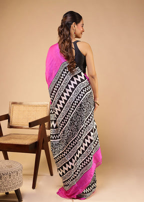 Purple Printed Pure Silk Saree Without Blouse Piece