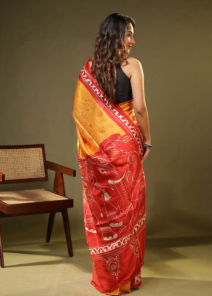 Multicolor Printed Pure Silk Saree Without Blouse Piece