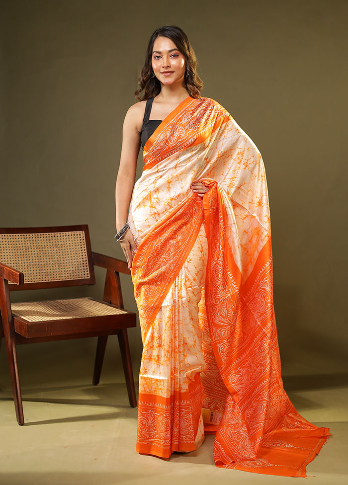 Multicolor Printed Pure Silk Saree Without Blouse Piece