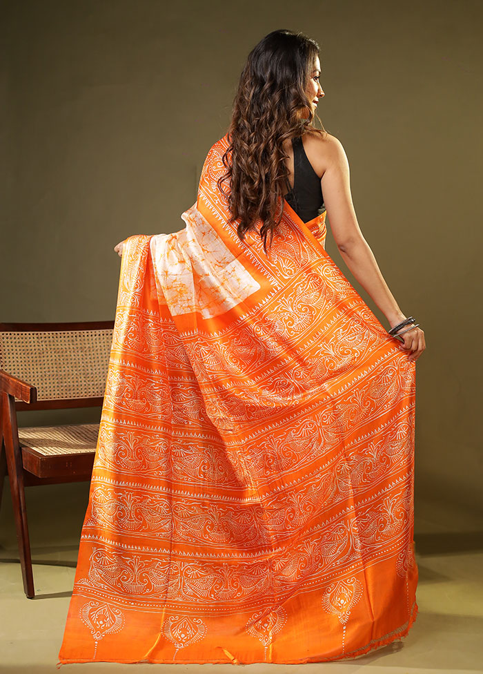 Multicolor Printed Pure Silk Saree Without Blouse Piece