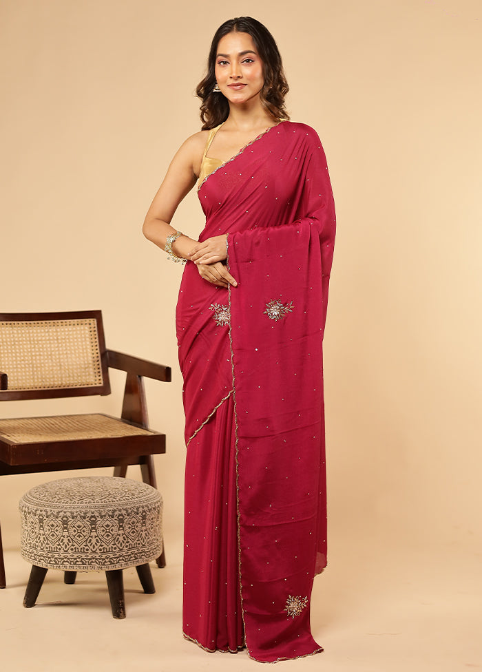 Purple Georgette Saree With Blouse Piece
