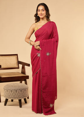 Purple Georgette Saree With Blouse Piece