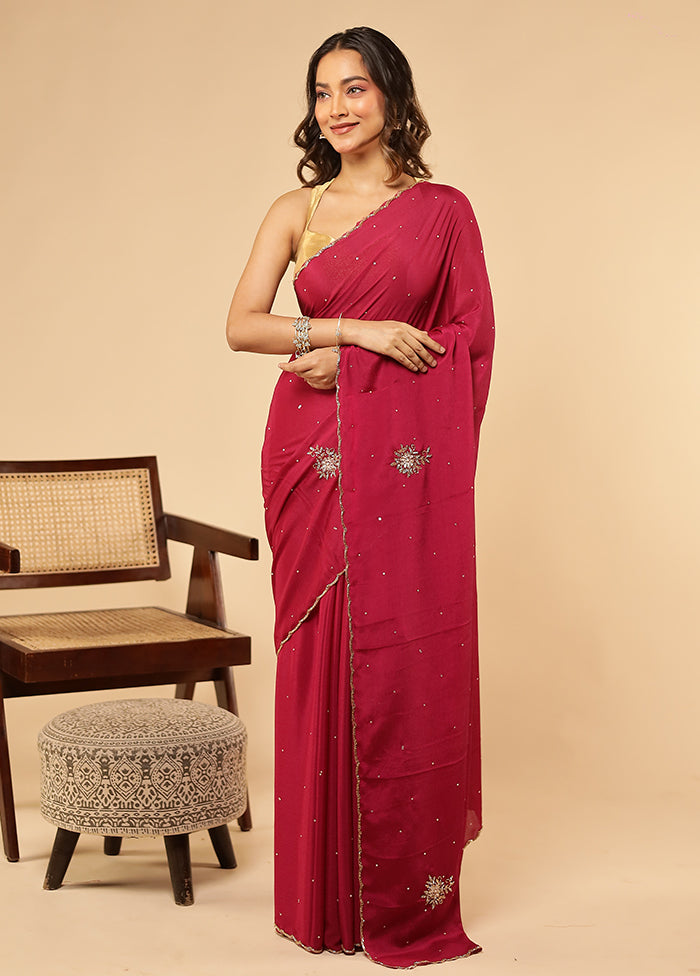 Purple Georgette Saree With Blouse Piece