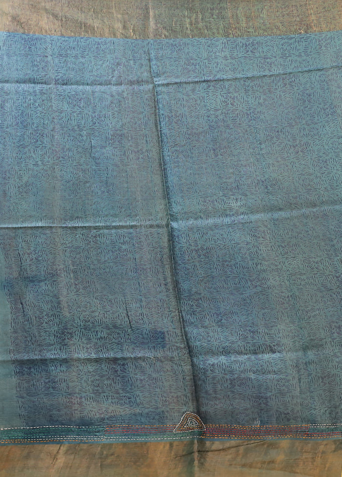 Cream Handloom Tussar Pure Silk Saree With Blouse Piece