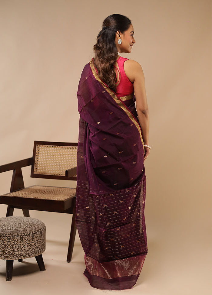Purple Chanderi Silk Saree With Blouse Piece