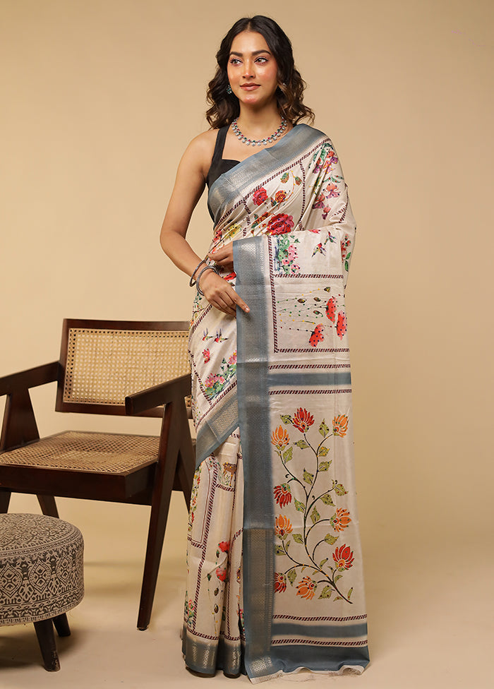 Multicolor Tussar Silk Saree With Blouse Piece