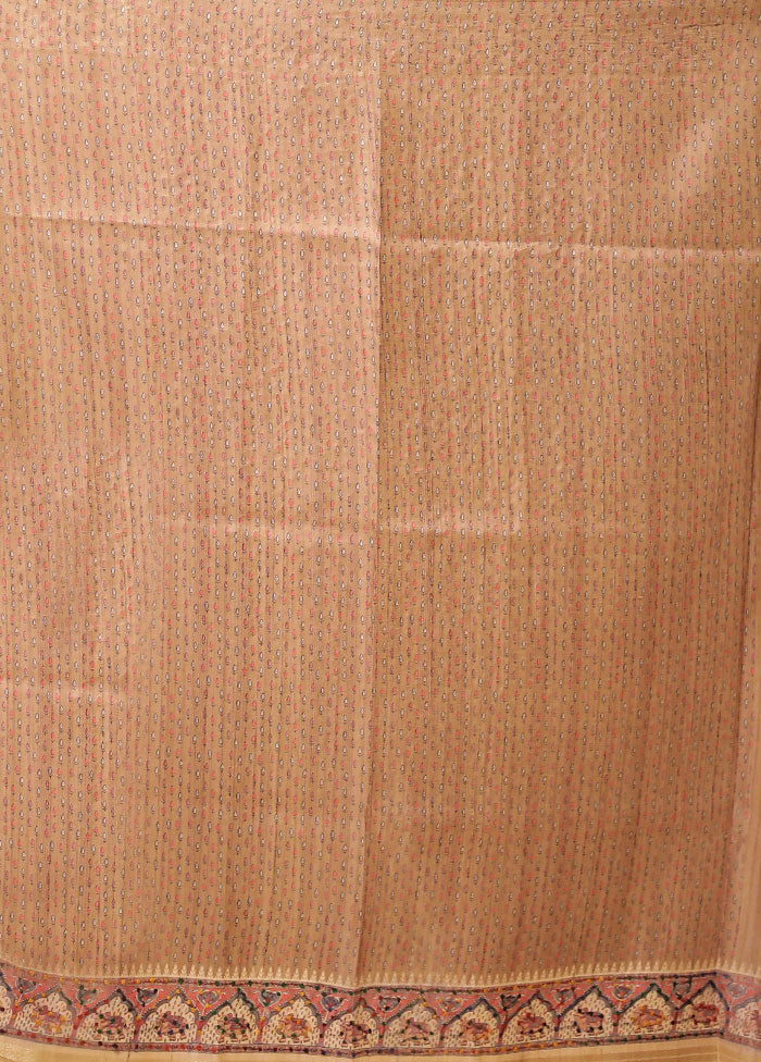 Brown Tussar Silk Saree With Blouse Piece