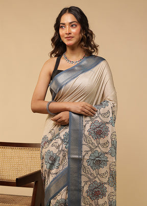 Multicolor Tussar Silk Saree With Blouse Piece