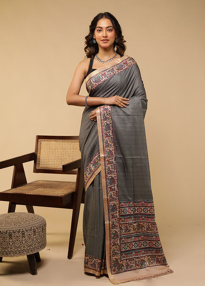 Multicolor Tussar Silk Saree With Blouse Piece