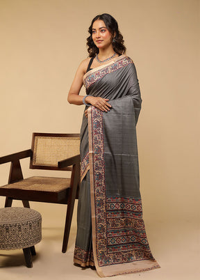 Multicolor Tussar Silk Saree With Blouse Piece
