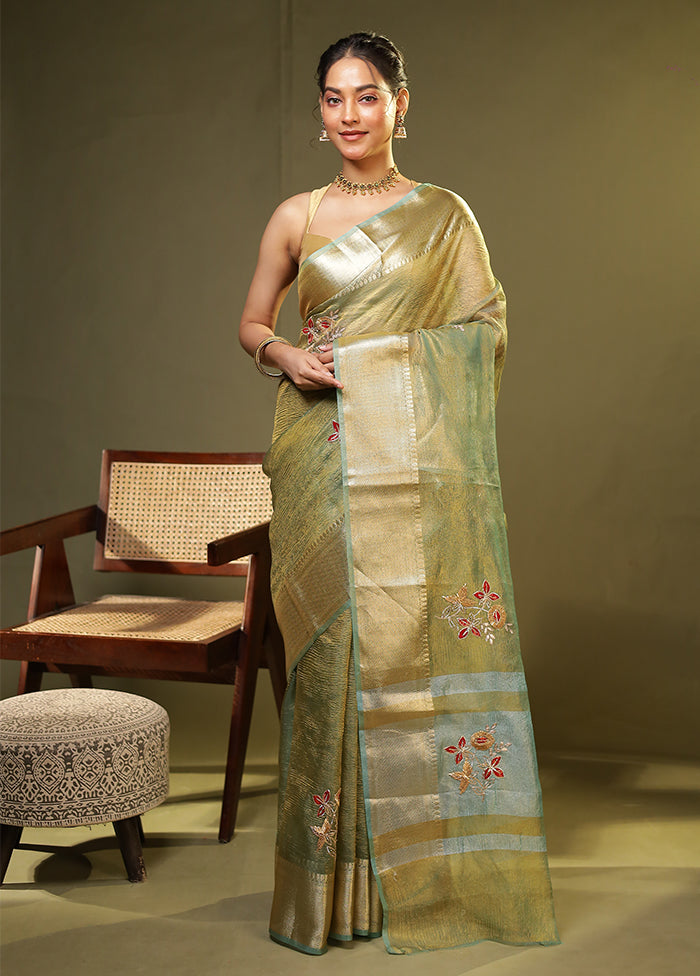 Gold Georgette Saree With Blouse Piece