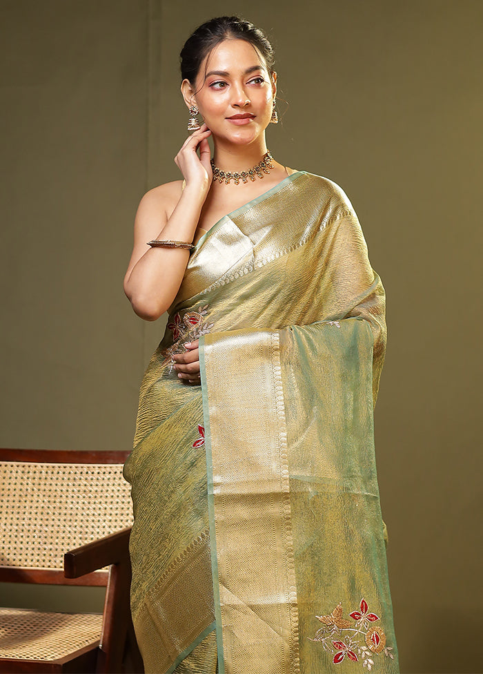 Gold Georgette Saree With Blouse Piece