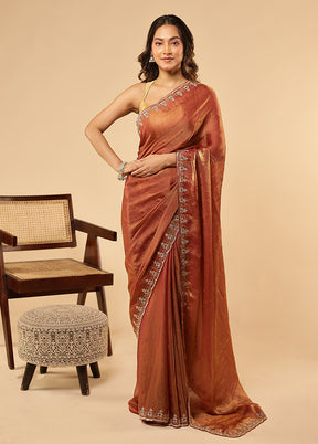Pink Georgette Saree With Blouse Piece