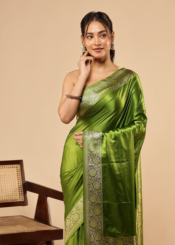 Green Dupion Silk Saree With Blouse Piece