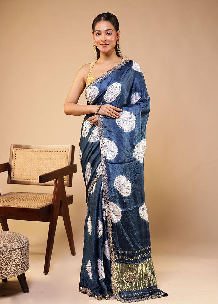 Blue Modal Pure Silk Saree Without Blouse Piece