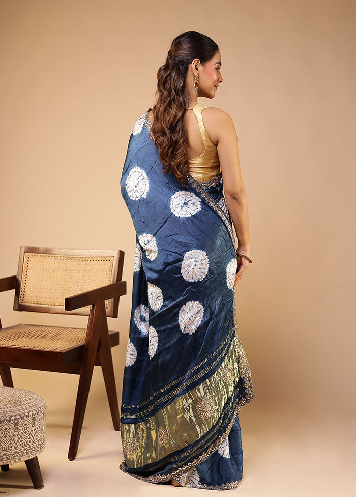 Blue Modal Pure Silk Saree Without Blouse Piece