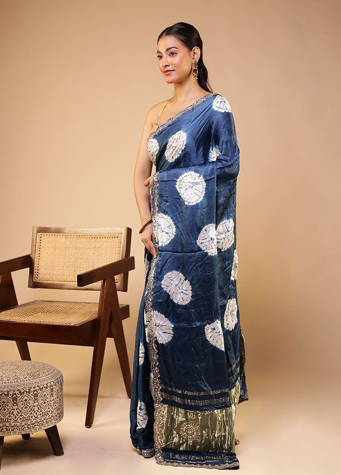 Blue Modal Pure Silk Saree Without Blouse Piece