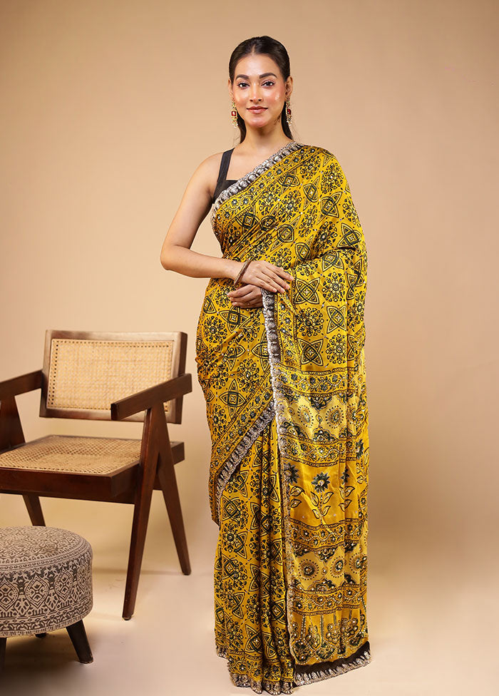 Yellow Modal Pure Silk Saree Without Blouse Piece