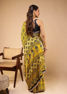 Yellow Modal Pure Silk Saree Without Blouse Piece