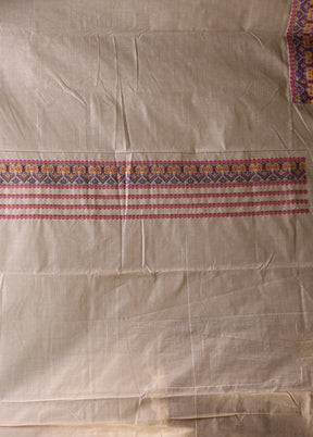 Cream Assam Silk Saree With Blouse Piece