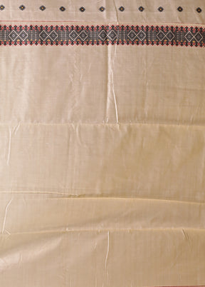 Cream Assam Silk Saree With Blouse Piece