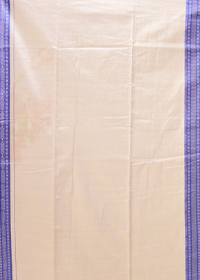 Cream Assam Silk Saree With Blouse Piece