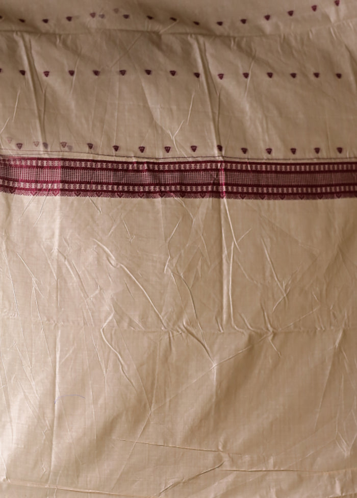 Cream Assam Silk Saree With Blouse Piece