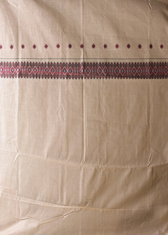 Cream Assam Silk Saree With Blouse Piece