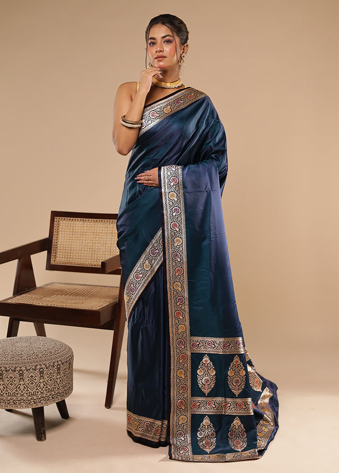 Green Handloom Banarasi Pure Silk Saree With Blouse Piece