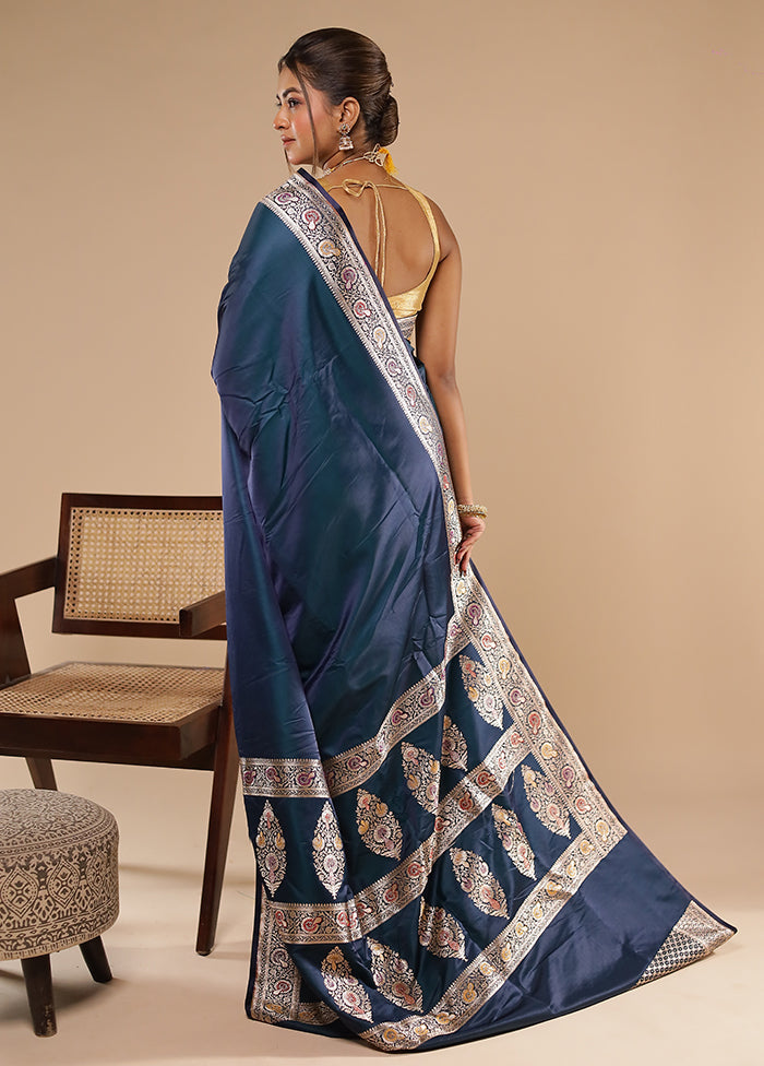 Green Handloom Banarasi Pure Silk Saree With Blouse Piece