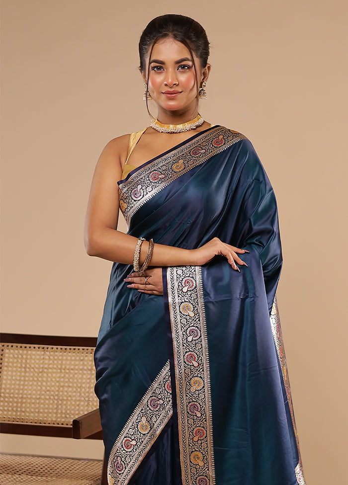 Green Handloom Banarasi Pure Silk Saree With Blouse Piece